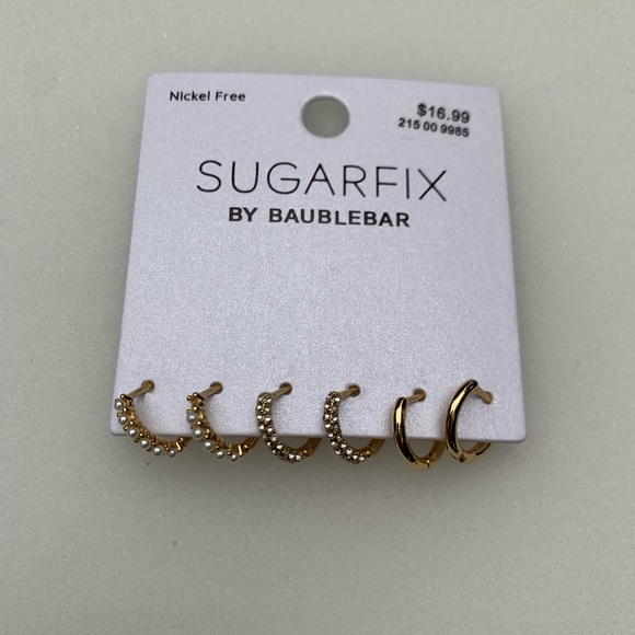 Sugarfix by BaubleBar Huggie Set, NWT, 3 Pairs, Goldtone - Picture 3 of 6